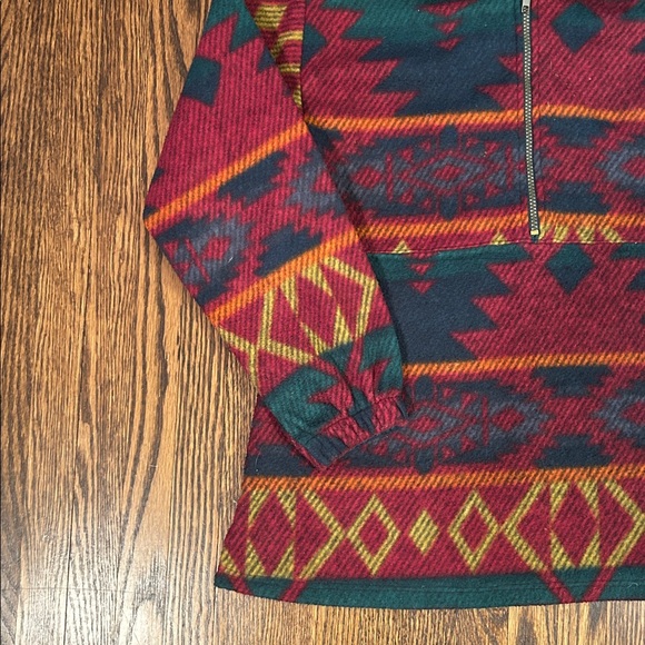 Vintage 90s Aztec Patterned Fleece Half Zip Sweater - Picture 3 of 7
